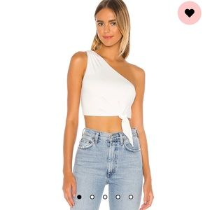 Super down- willow one shoulder top in white. Size small
